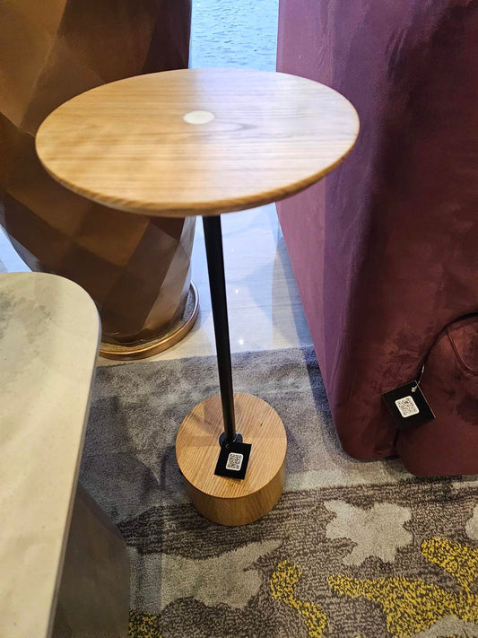 Ash Wood drinking side table with a Carrara Dot