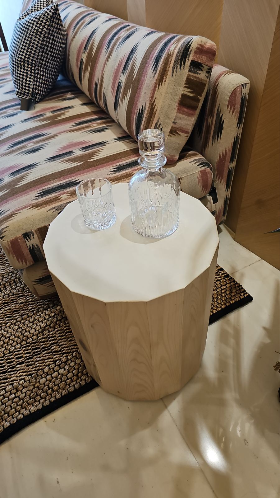 Hinoki & Engineered Stone TOP End Table