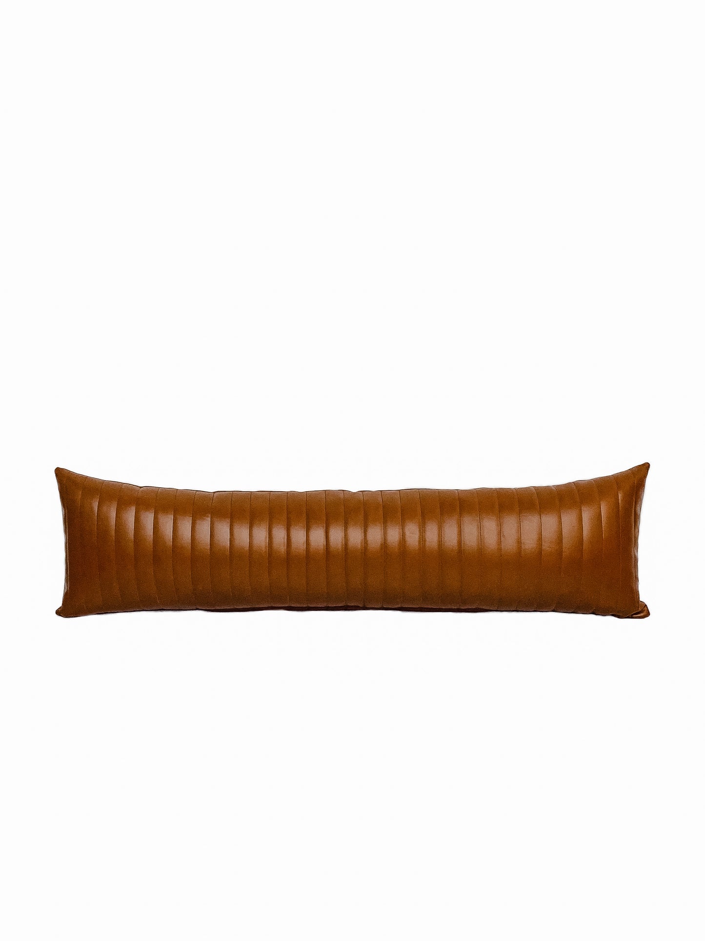 Lumbar Channel Stitch Faux Leather Decorative Pillow