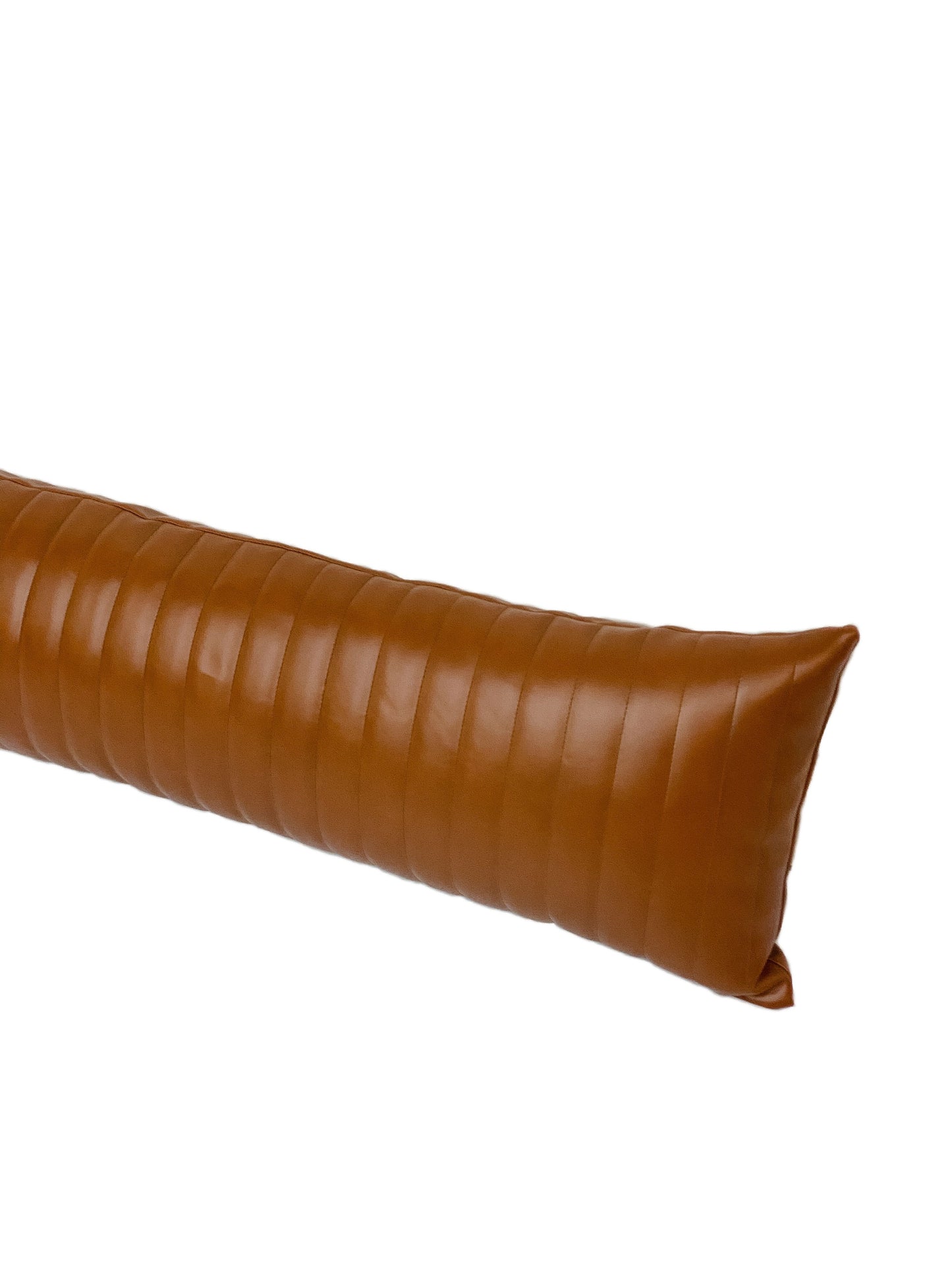 Lumbar Channel Stitch Faux Leather Decorative Pillow