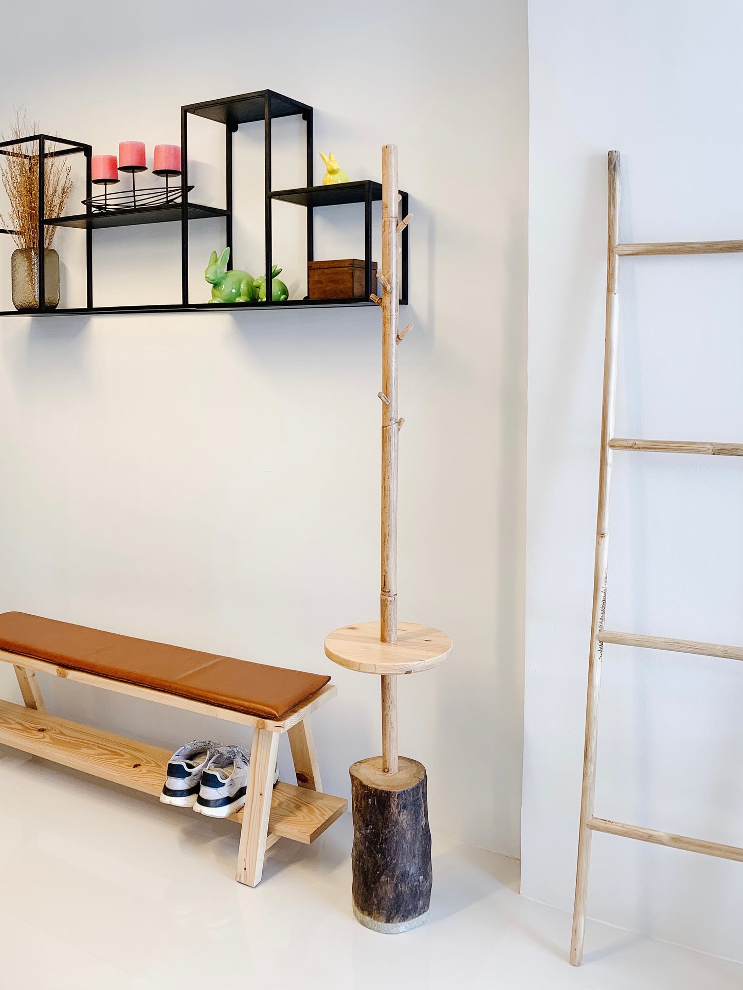 Standing Coat Rack Side Table