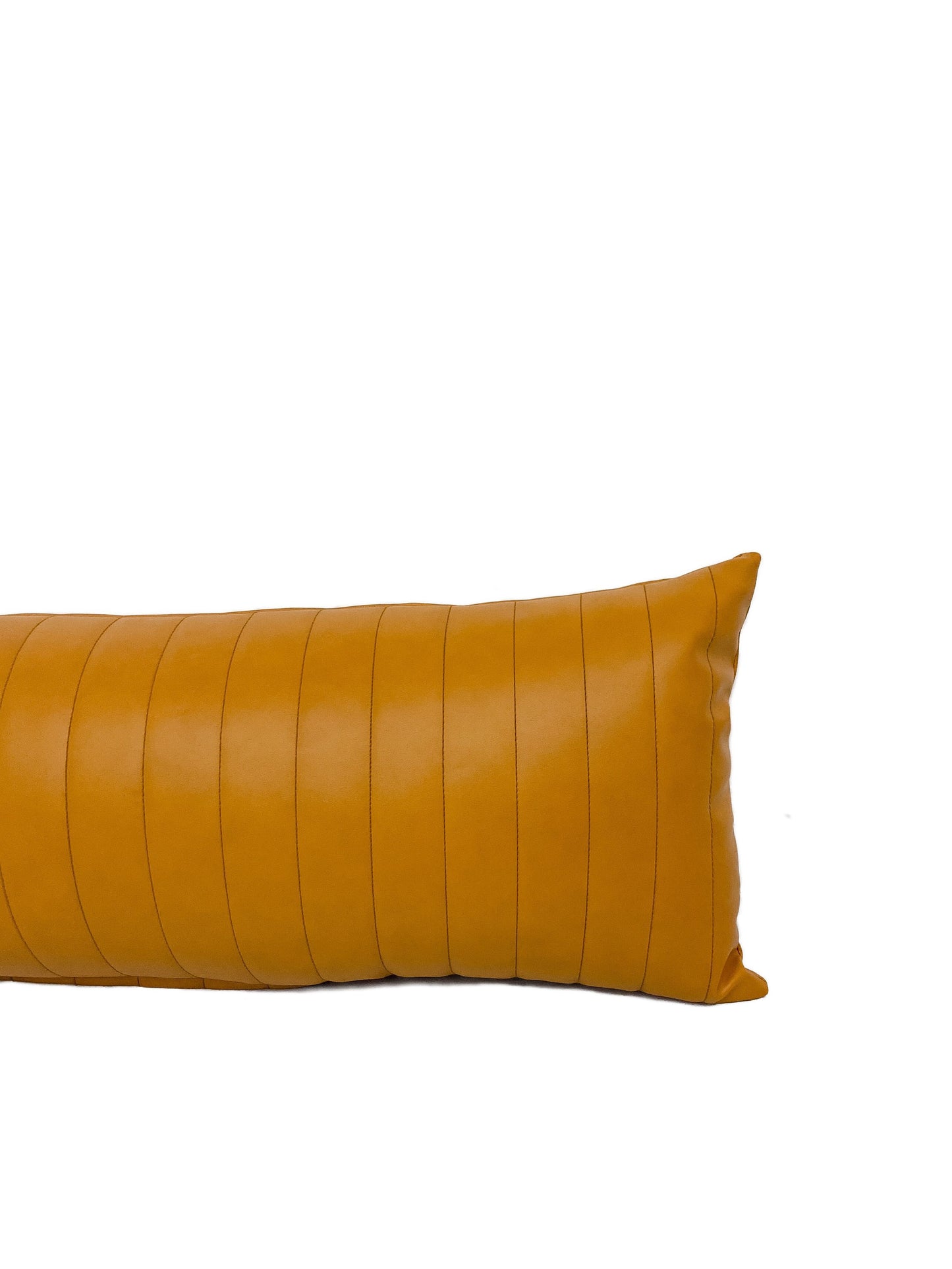 Lumbar Channel Stitch Faux Leather Decorative Pillow