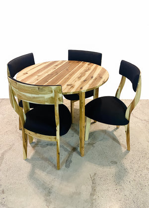 4 Seater Round Acacia Dining Table and Chairs
