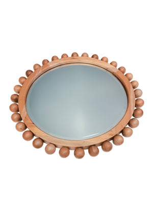 Ina Round Wood Bead Mirror