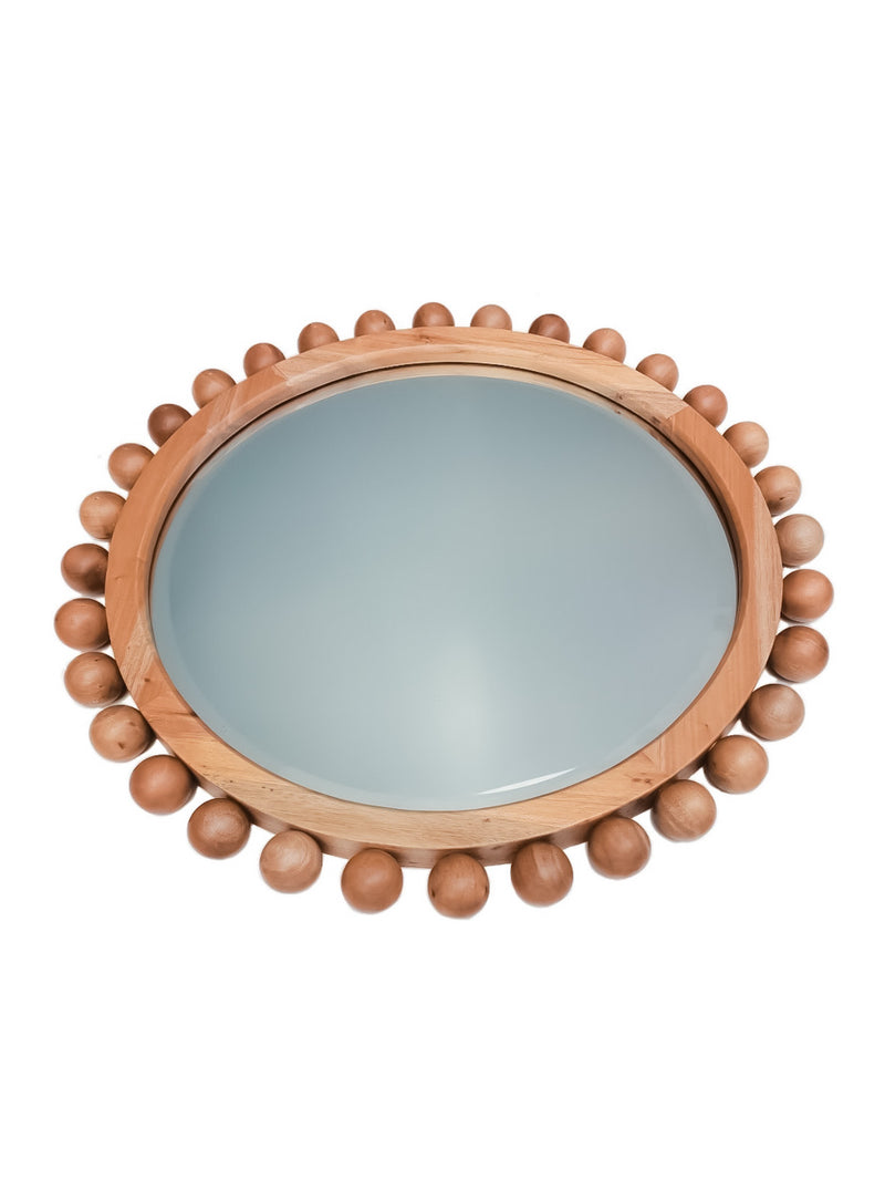 Ina Round Wood Bead Mirror