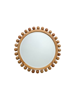 Ina Round Wood Bead Mirror